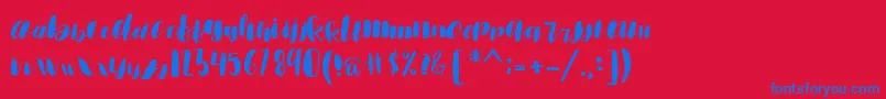 emisha Font – Blue Fonts on Red Background