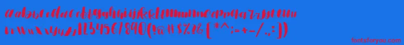 emisha Font – Red Fonts on Blue Background