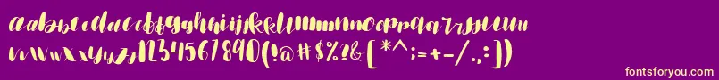 emisha Font – Yellow Fonts on Purple Background