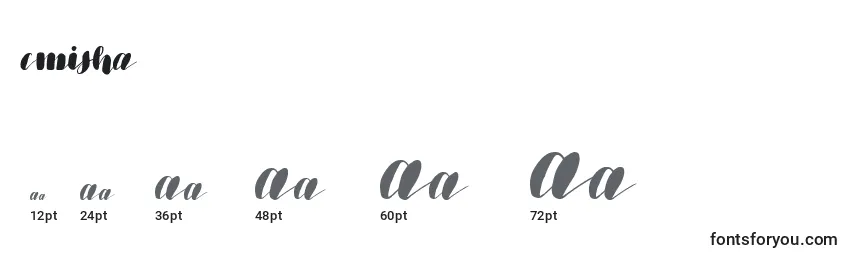 Размеры шрифта Emisha