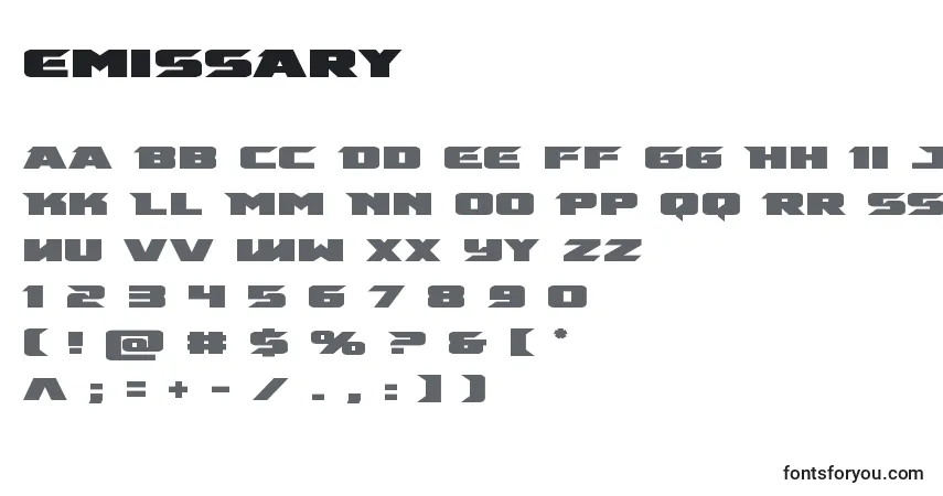 Schriftart Emissary (125941) – Alphabet, Zahlen, spezielle Symbole
