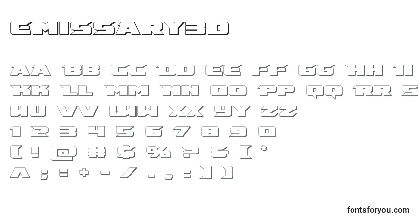 Schriftart Emissary3d (125942) – Alphabet, Zahlen, spezielle Symbole