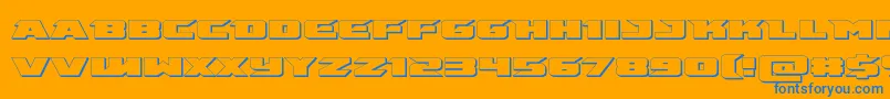 emissary3d-Schriftart – Blaue Schriften auf orangefarbenem Hintergrund