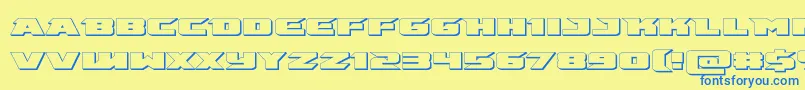 emissary3d-Schriftart – Blaue Schriften auf gelbem Hintergrund