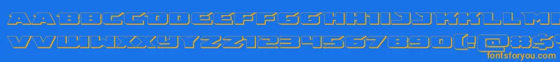 emissary3d-Schriftart – Orangefarbene Schriften auf blauem Hintergrund