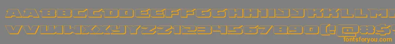 フォントemissary3d – オレンジの文字は灰色の背景にあります。