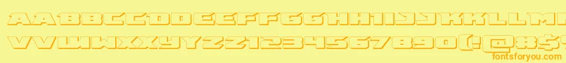 フォントemissary3d – オレンジの文字が黄色の背景にあります。