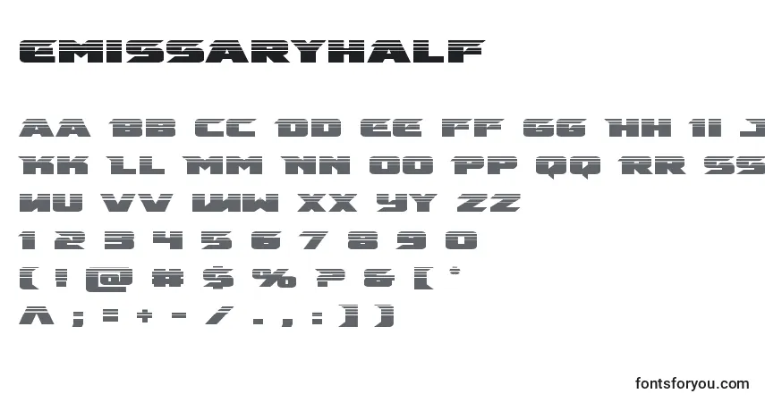 Schriftart Emissaryhalf (125948) – Alphabet, Zahlen, spezielle Symbole