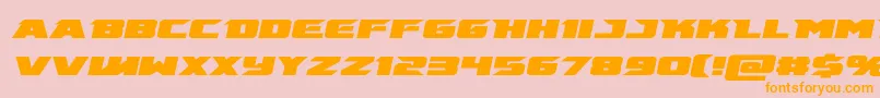 フォントemissaryital – オレンジの文字がピンクの背景にあります。