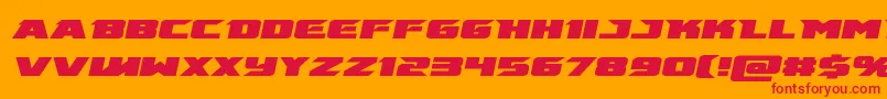 emissaryital-Schriftart – Rote Schriften auf orangefarbenem Hintergrund