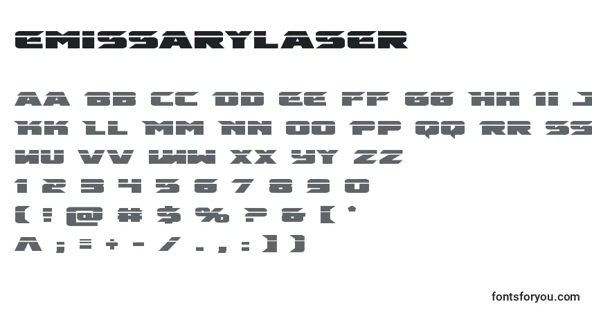 A fonte Emissarylaser (125951) – alfabeto, números, caracteres especiais