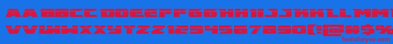 Czcionka emissarylaser – czerwone czcionki na niebieskim tle