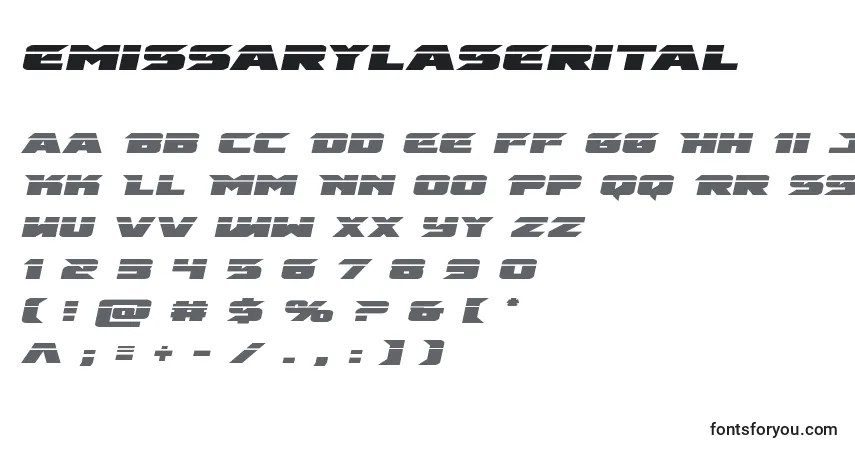 A fonte Emissarylaserital (125952) – alfabeto, números, caracteres especiais