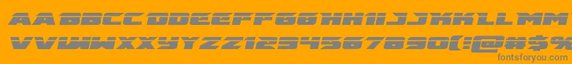 emissarylaserital-fontti – harmaat kirjasimet oranssilla taustalla