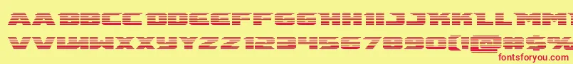 フォントemissaryscan – 赤い文字の黄色い背景
