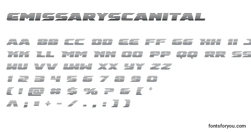 Schriftart Emissaryscanital (125955) – Alphabet, Zahlen, spezielle Symbole