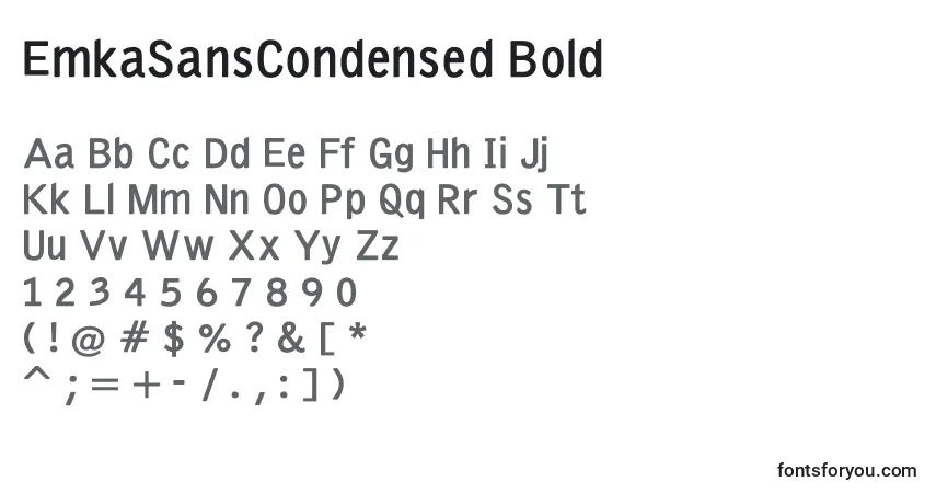 Czcionka EmkaSansCondensed Bold – alfabet, cyfry, specjalne znaki