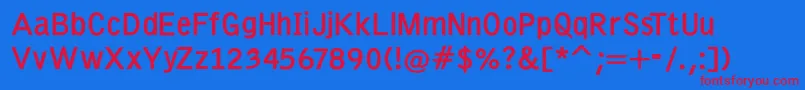 EmkaSansCondensed Bold-Schriftart – Rote Schriften auf blauem Hintergrund