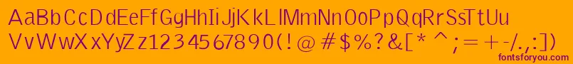 EmkaSansCondensed-Schriftart – Violette Schriften auf orangefarbenem Hintergrund