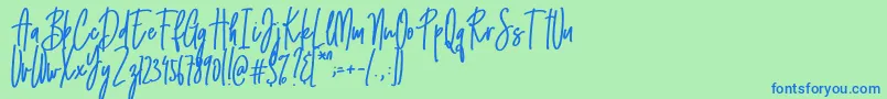 Emma signature Font – Blue Fonts on Green Background