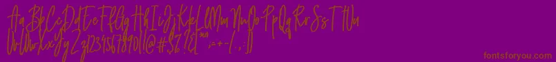 Emma signature-Schriftart – Braune Schriften auf violettem Hintergrund