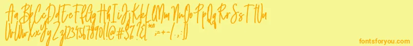 Emma signature Font – Orange Fonts on Yellow Background