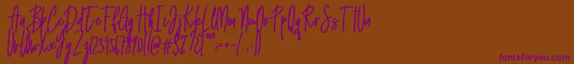 Emma signature Font – Purple Fonts on Brown Background