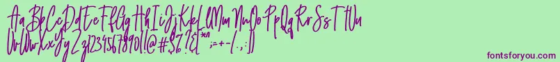 Emma signature Font – Purple Fonts on Green Background