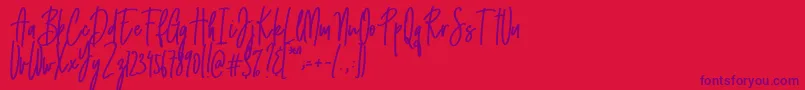 Emma signature Font – Purple Fonts on Red Background