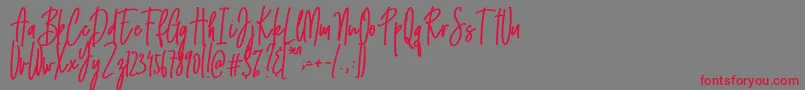 フォントEmma signature – 赤い文字の灰色の背景