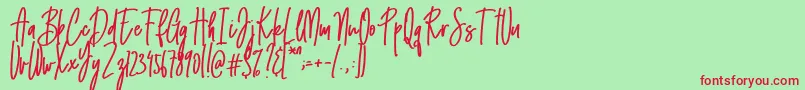 Emma signature Font – Red Fonts on Green Background