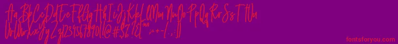 Emma signature-Schriftart – Rote Schriften auf violettem Hintergrund