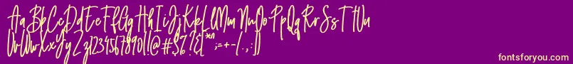 Emma signature-Schriftart – Gelbe Schriften auf violettem Hintergrund
