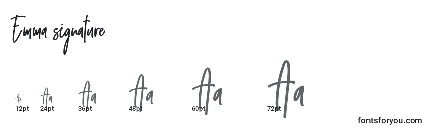 Emma signature Font Sizes