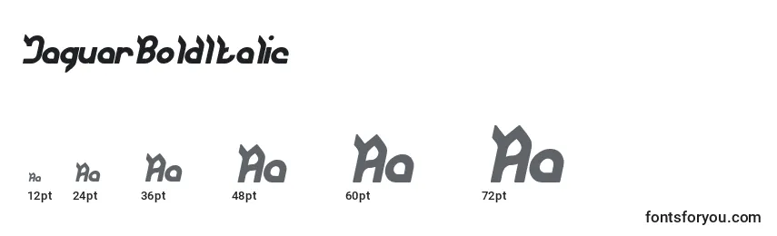 Размеры шрифта JaguarBoldItalic