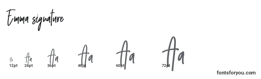 Größen der Schriftart Emma signature (125960)