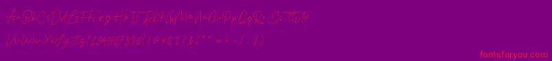 Emmaverp-Schriftart – Rote Schriften auf violettem Hintergrund