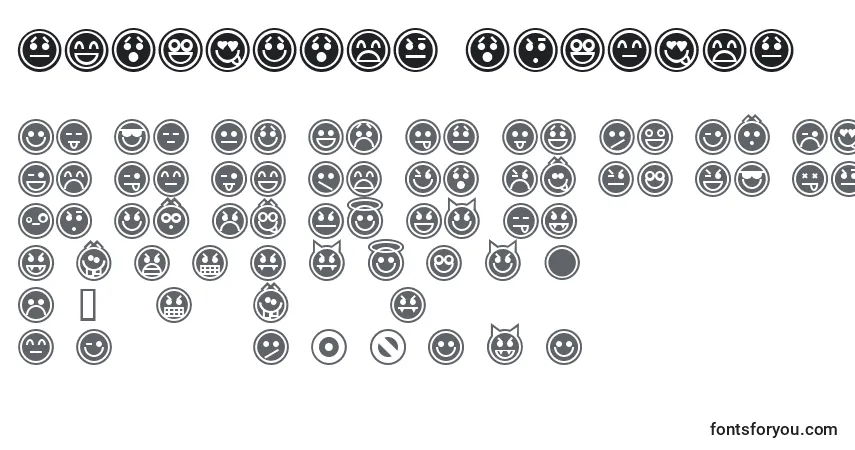 Schriftart Emoticons outline – Alphabet, Zahlen, spezielle Symbole