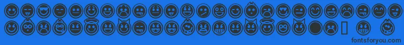 Police emoticons outline – polices noires sur fond bleu