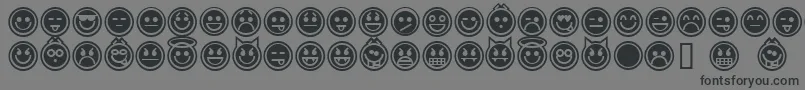Police emoticons outline – polices noires sur fond gris