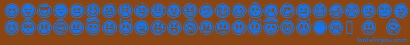 Czcionka emoticons outline – niebieskie czcionki na brązowym tle