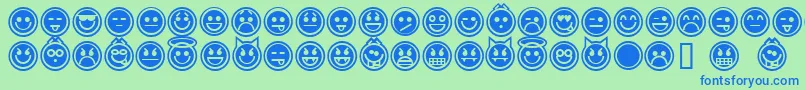 emoticons outline Font – Blue Fonts on Green Background