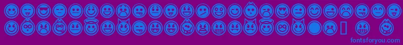 Czcionka emoticons outline – niebieskie czcionki na fioletowym tle