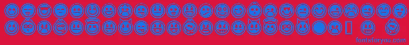 Police emoticons outline – polices bleues sur fond rouge