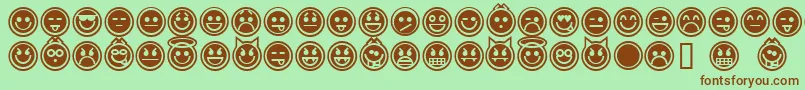 Police emoticons outline – polices brunes sur fond vert