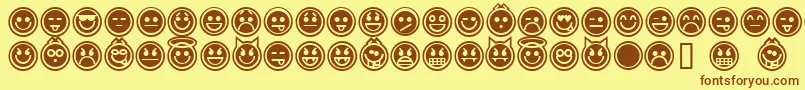 Police emoticons outline – polices brunes sur fond jaune