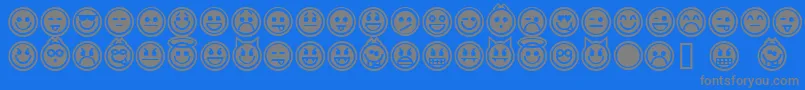 Czcionka emoticons outline – szare czcionki na niebieskim tle