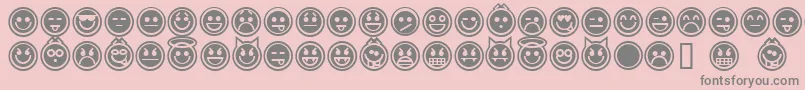 emoticons outline-fontti – harmaat kirjasimet vaaleanpunaisella taustalla