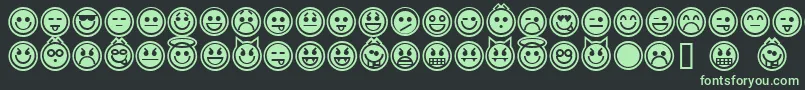 Police emoticons outline – polices vertes sur fond noir