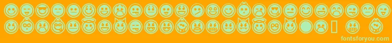 emoticons outline-Schriftart – Grüne Schriften auf orangefarbenem Hintergrund